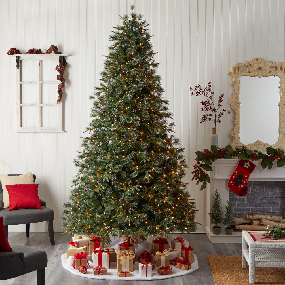 T3044 9 Snowed Tipped Clermont Mixed Pine Artificial Christmas Tree