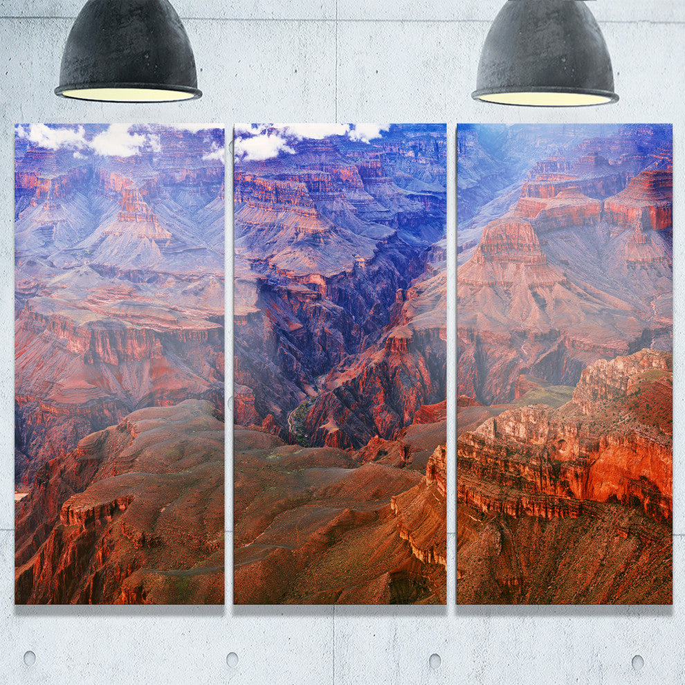 "Blue and Red Grand Canyon View" Metal Wall Art, 3 Panels, 36"x28"