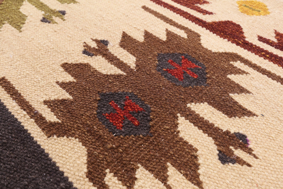 4' 0" X 6' 0" Reversible Flat Weave Kilim Wool Rug - Q12141