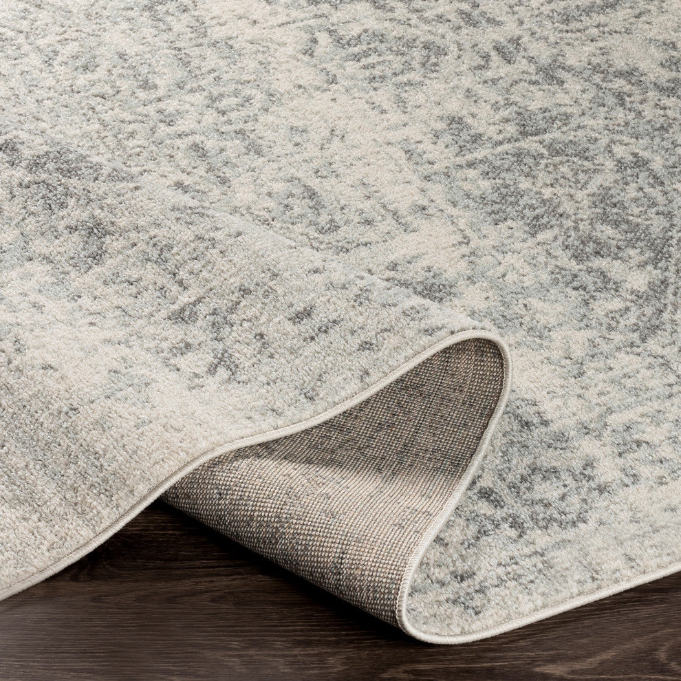 Harput Traditional Black and Light Gray Area Rug, 7'10"x10'3"
