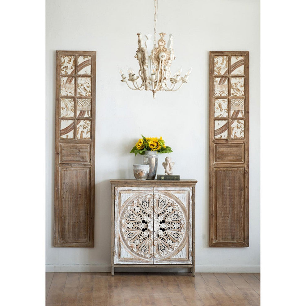 Rustic Brown and Cream Distressed Panel Wall Art