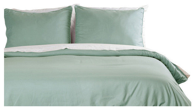 Lotus Home Water and Stain Resistant Duvet Cover Mini Set, Sage, King