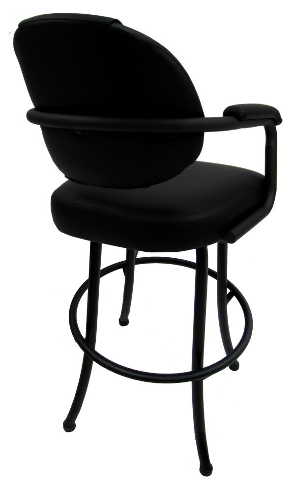 M-70 Swivel Bar Stool Metal Frame Counter 26", 30" Extra Tall 34", Black on Black, 26"
