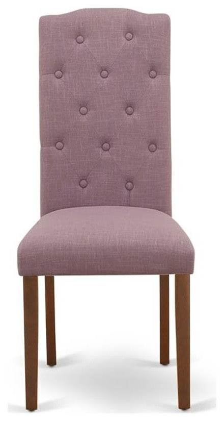 East West Furniture Celina 41" Fabric Dining Chair in Mahogany/Purple (Set of 2)