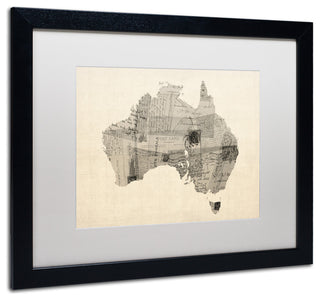 Michael Tompsett 'Australia Postcard Map' Matted Framed Art, White Mat, 20"x16"