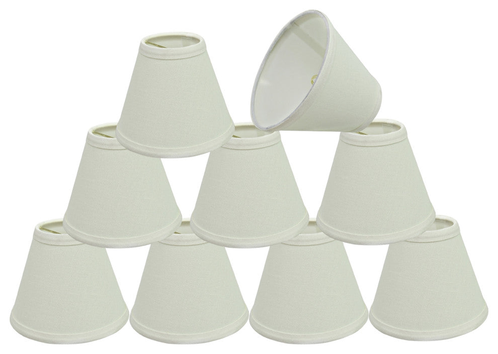 32045-9 Hardback Empire Chandelier Clip On Lamp Shade Vanilla Linen 3"x6"x5"