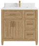 Santa Monica 36 Center Sink Bath Vanity in Whitewashed Teak 1.5" Empira Quartz