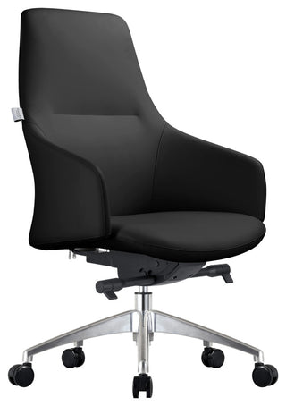 LeisureMod Celeste Office Chair in Upholstered Leather and Iron Frame, Black