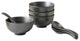 8-Piece Stone Lain Valencia Porcelain Serving Bowl and Spoon Set, Metallic Gray