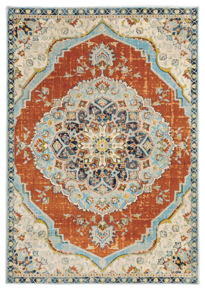 Oriental Weavers Xanadu Orange/ Blue Oriental Indoor Area Rug 3'10"X5'5"