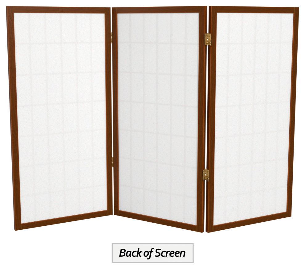 3' Tall Window Pane Shoji Screen, Walnut, 3 Panels