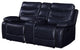 Benzara BM251076 Motion Loveseat, Leather Upholstery and Tufted Seat, Navy Blue