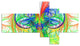 Extraordinary Fractal Green Design, Abstract Canvas Art Print, 60"x32", 5 panels