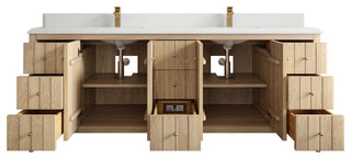 Atlanta Oak 84" Double Sink Bath Vanity, White 1.5" White Quartz