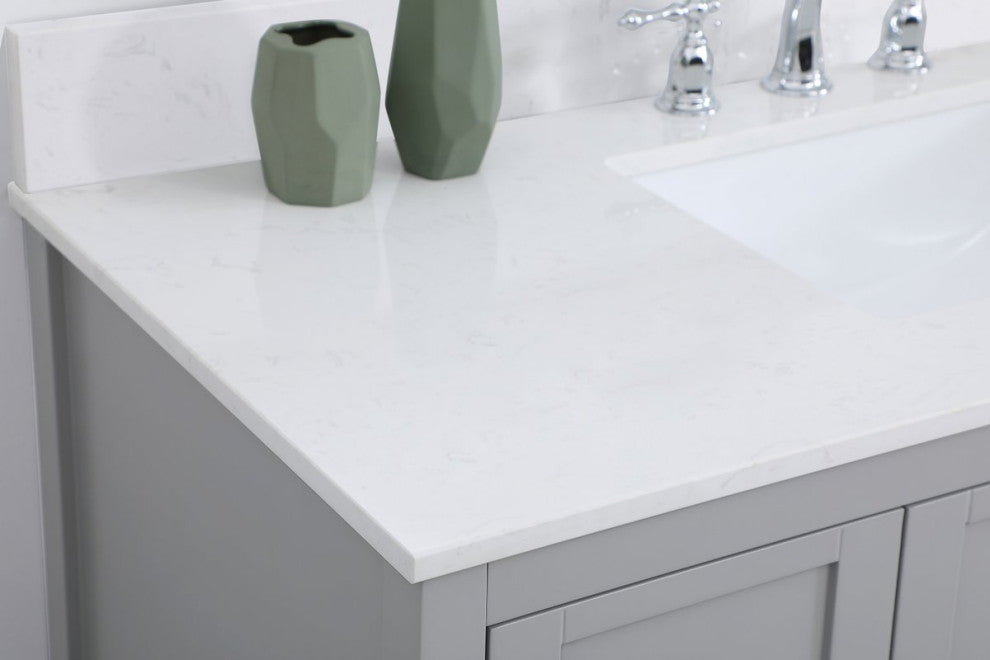 Tobias 48" Single Bathroom Vanity, Gray With Backsplash