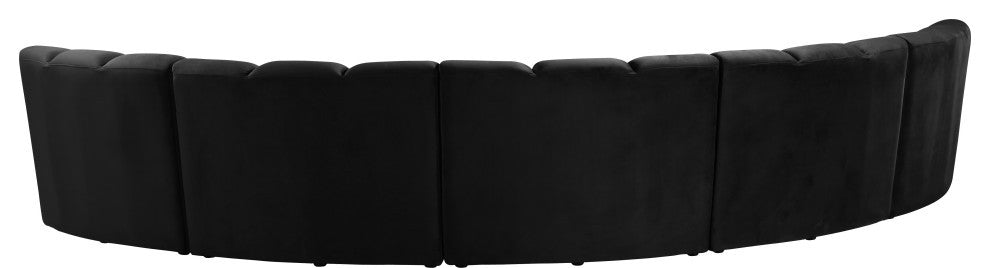 Infinity Channel Tufted Velvet Modular Chair, Black, 5 Piece