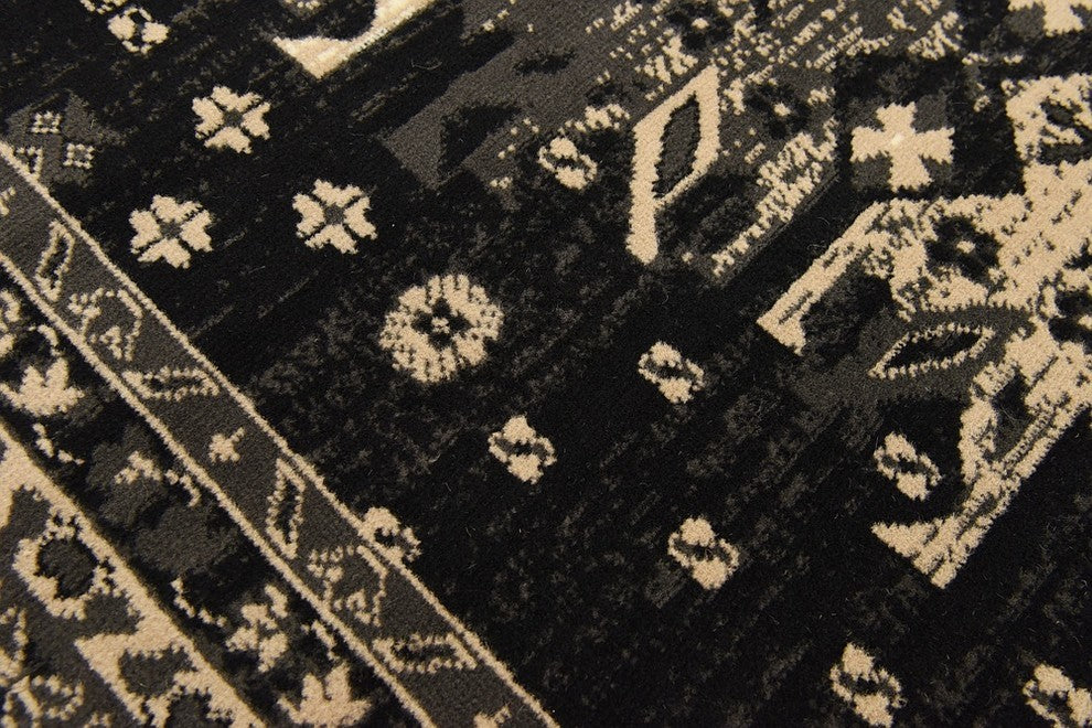 Unique Loom Black Oasis Taftan 4' 0 x 6' 0 Area Rug