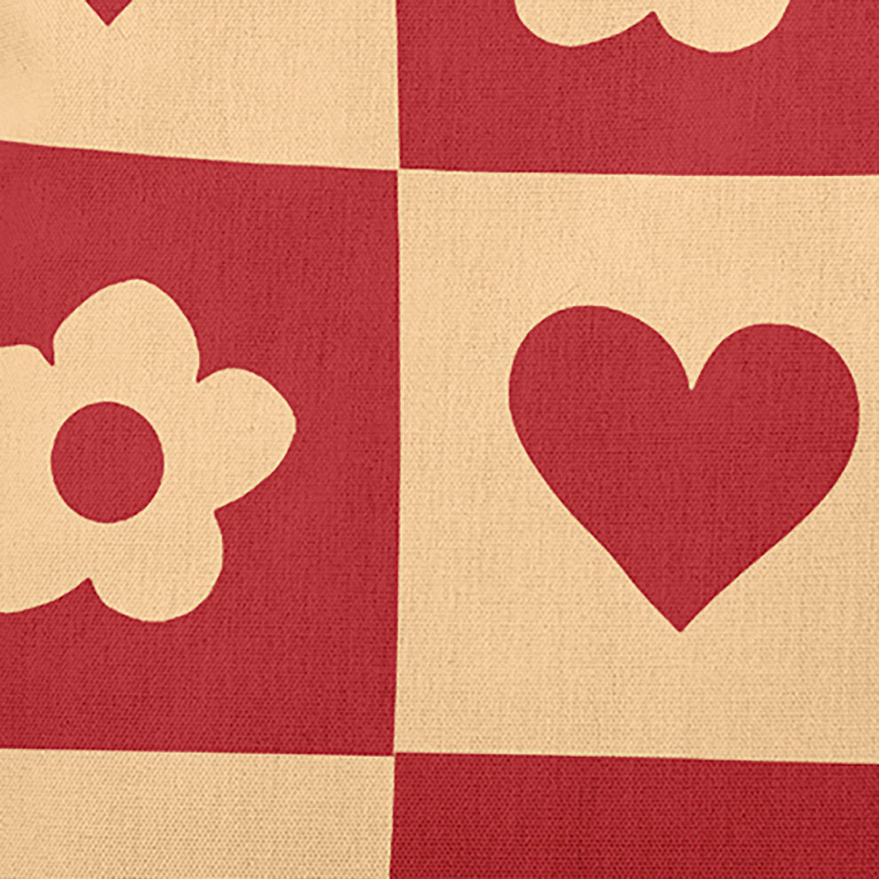 Heart And Flowers Grid Decorative Throw Pillow, Buddah, 16"x16"