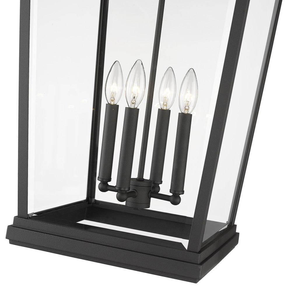 Zlite 568XXL-BK 4-Light Outdoor Wall Sconce, Clear Beveled