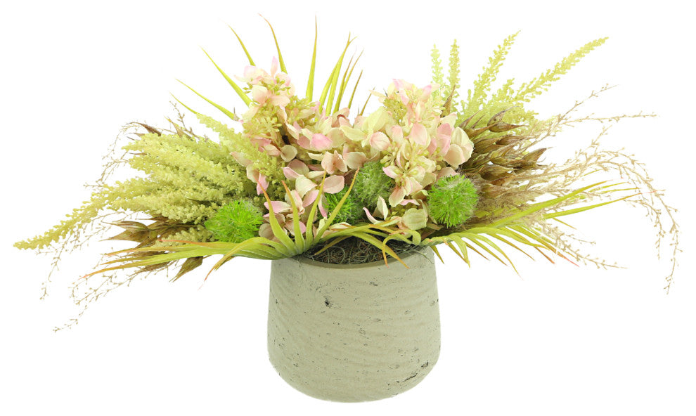 Hydrangea and Palm Floral Arrangement