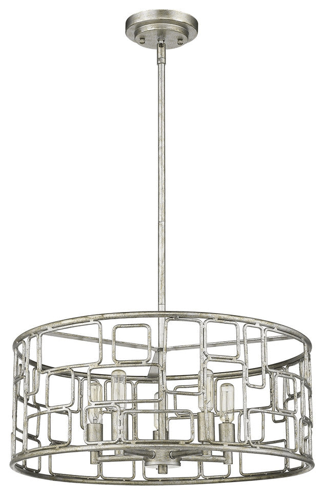 Amoret 5-Light Antique Silver Convertible Pendant