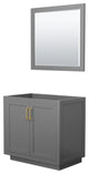 36" Single Bathroom Vanity, Dark Gray, No Countertop, Gold Trim, 34" Mirror