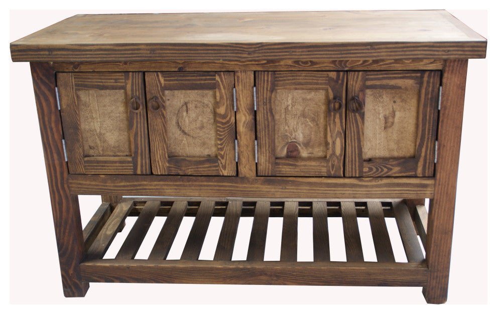Belmont Reclaimed Wood Rustic Bathroom Vanity With Copper Sink, 55"x20"x32"