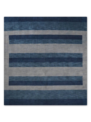 HAND KNOTTED LOOM WOOL ECO-FRIENDLY AREA RUGS-Rectangle,Blue,Contemporary, [Square] 10'x10'