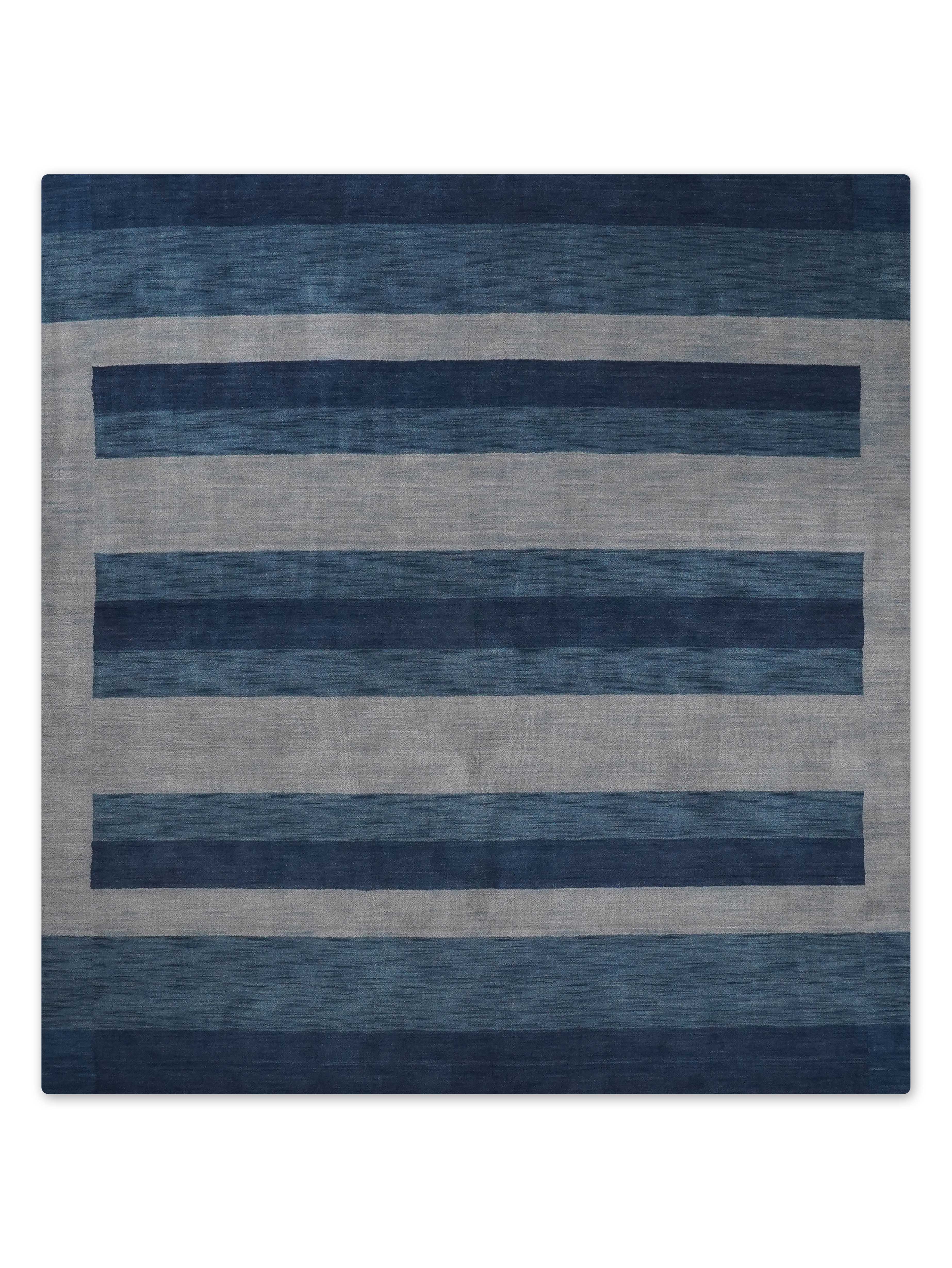 HAND KNOTTED LOOM WOOL ECO-FRIENDLY AREA RUGS-Rectangle,Blue,Contemporary, [Square] 10'x10'