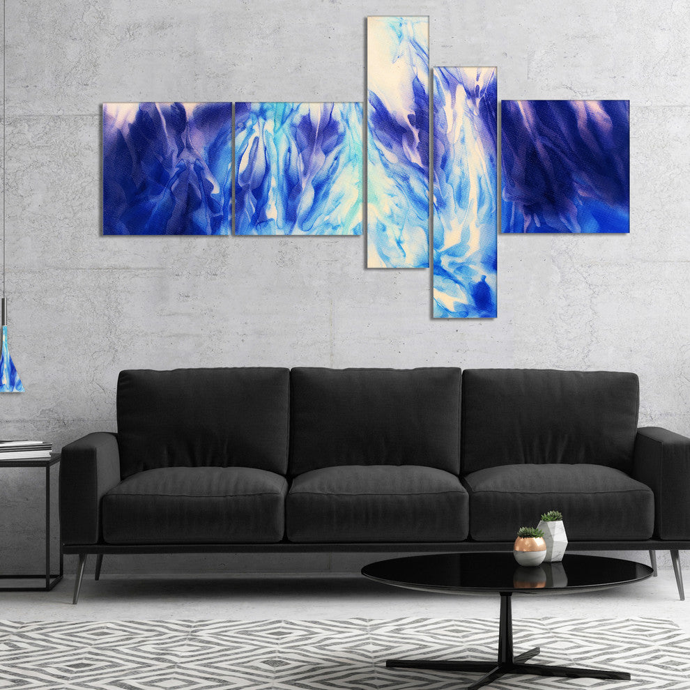 Blue Life, Abstract Canvas Art Print, 60"x32", 5 panels