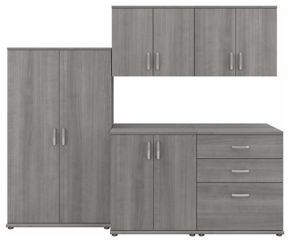 Universal 5 Piece Modular Closet Storage Set in Platinum Gray - Engineered Wood