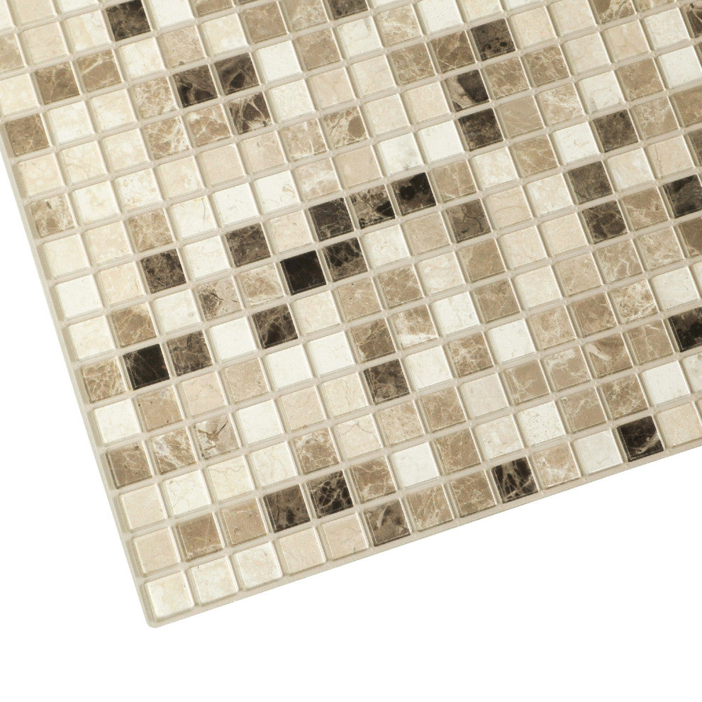 Charcoal Brown Mosaic 3D Wall Panels, Set of 10, Covers 50 Sq Ft