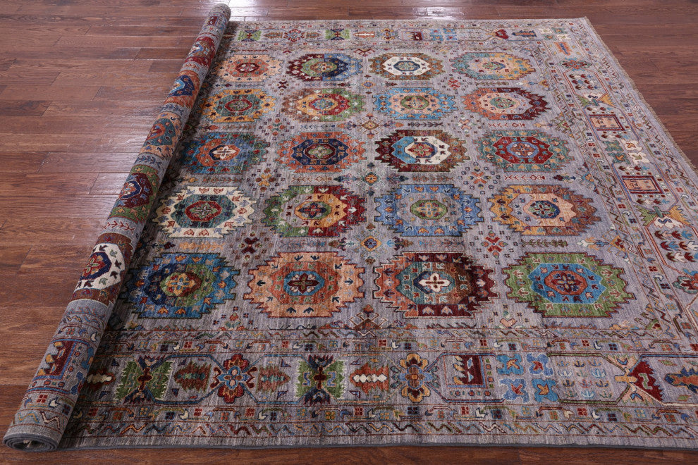 7' 11" X 10' 4" Hand Knotted Fine Turkmen Wool Rug - Q12143
