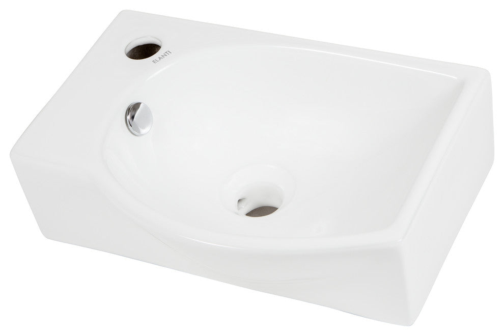 ELANTI EC1805-R Porcelain Wall-Mounted Sink, Right-Facing, White