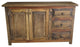 Eastwood Rustic Reclaimed Wood Bathroom Vanity 2-Door 3-Drawer, 48"x20"x32", Right Side Drawers