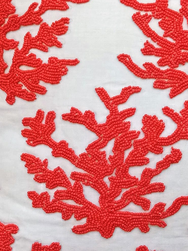 Red Decorative Throw Pillow Covers 22"x22" Cotton Cushion Cover - Red Corals