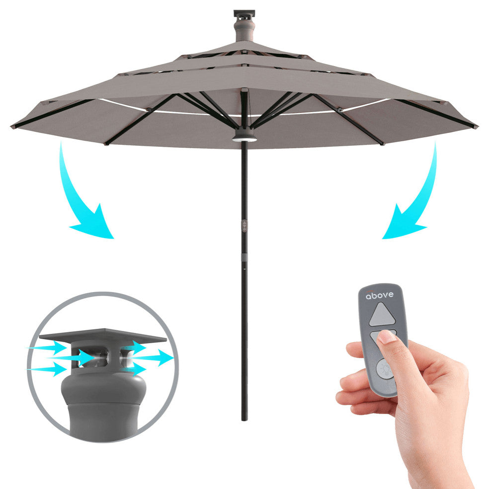 11' Color Sunbrella Octagonal Lighted Market Smart Patio Umbrella