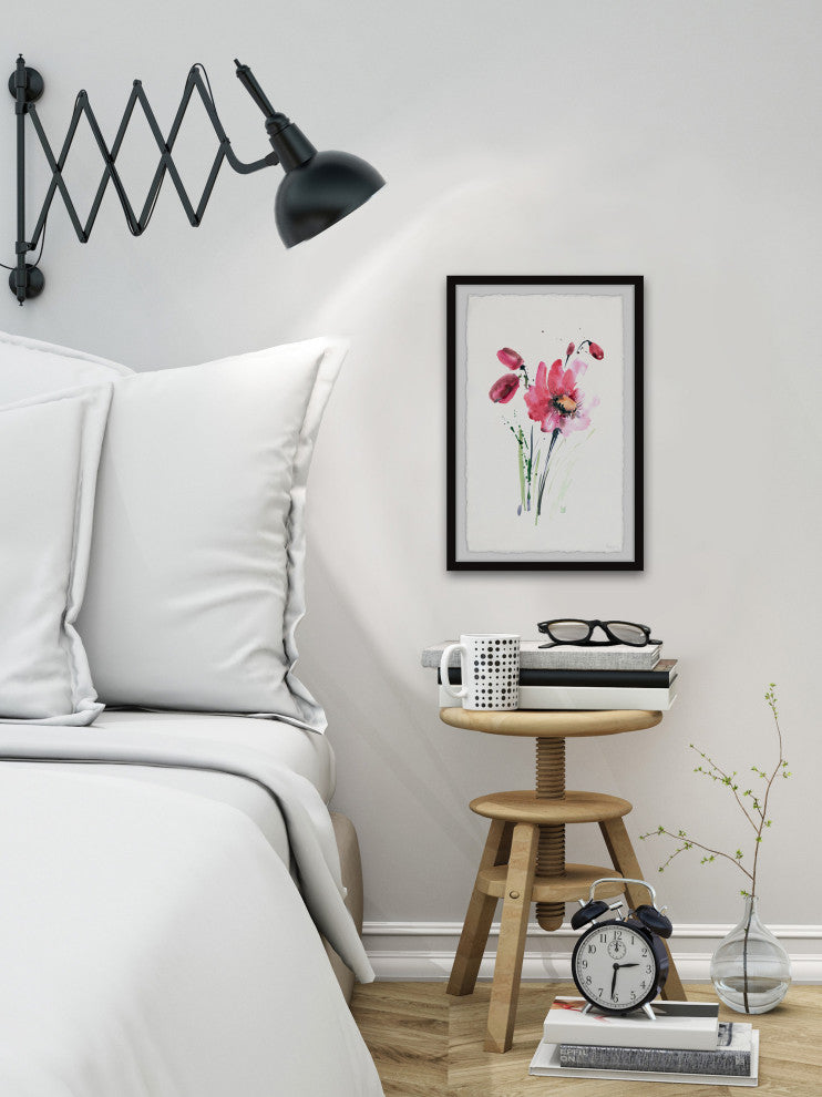 "Blooming Pink Smudge" Framed Painting Print, 12"x18"