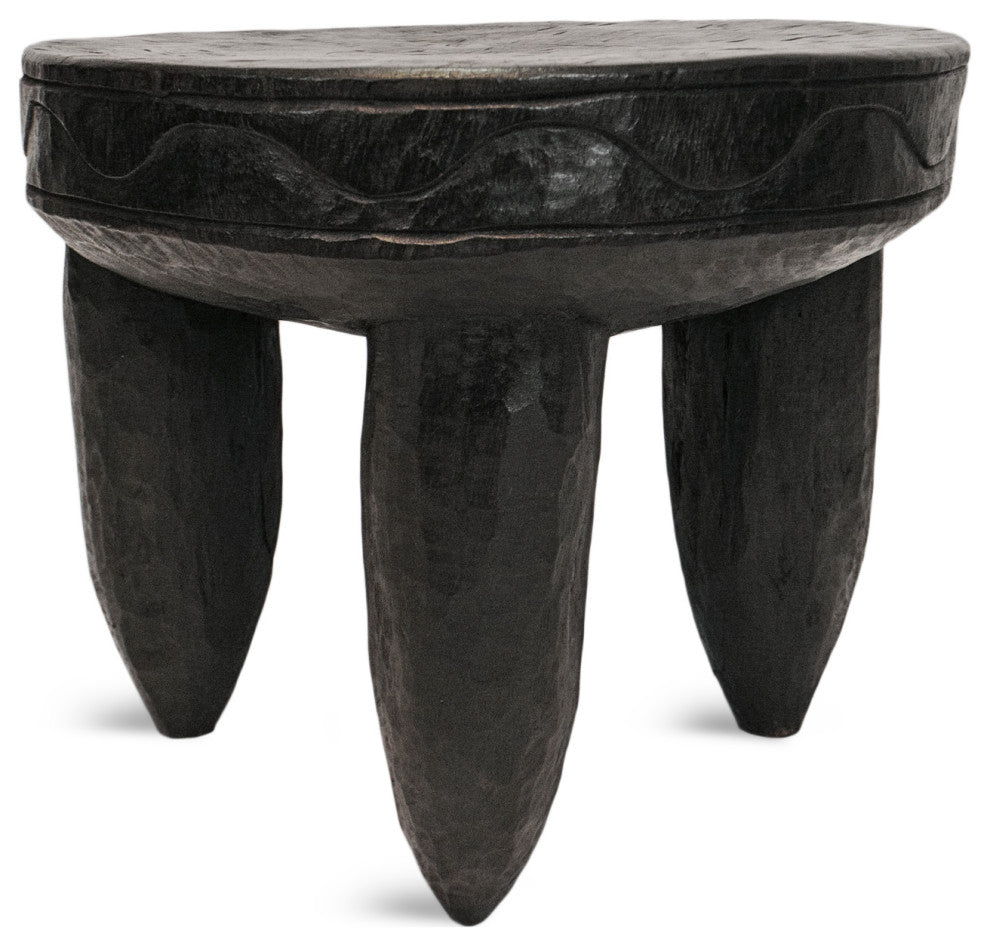Consigned Ebony Wood Stool Side Table 1
