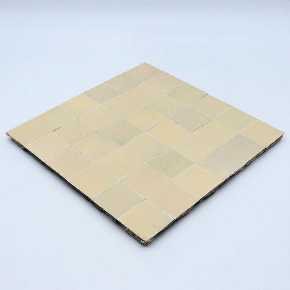 Moroccan Handmade Mosaic Tiles 12"x12" Cream Solid Color
