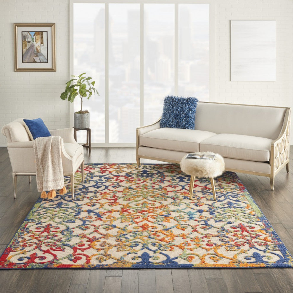 8 x 11 Rainbow Colored Indoor Outdoor Area Rug