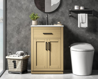 Home Living 24" Single Bathroom Vanity, Honey Brown