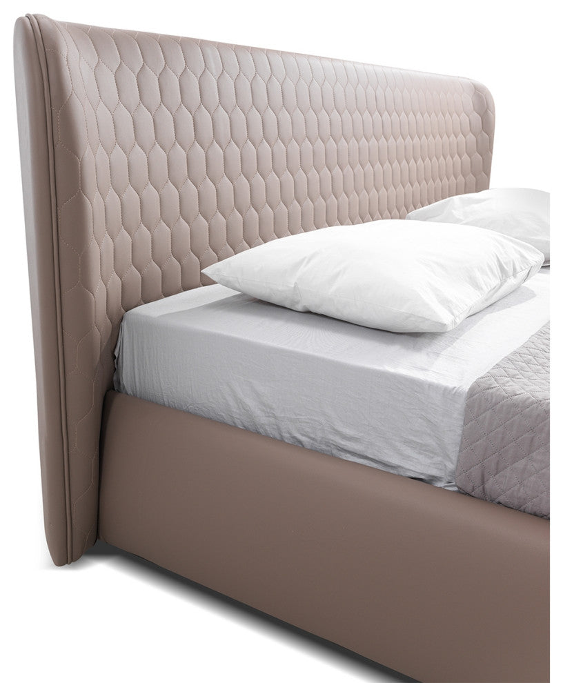 Agoura King Storage Bed in Taupe PU Leather