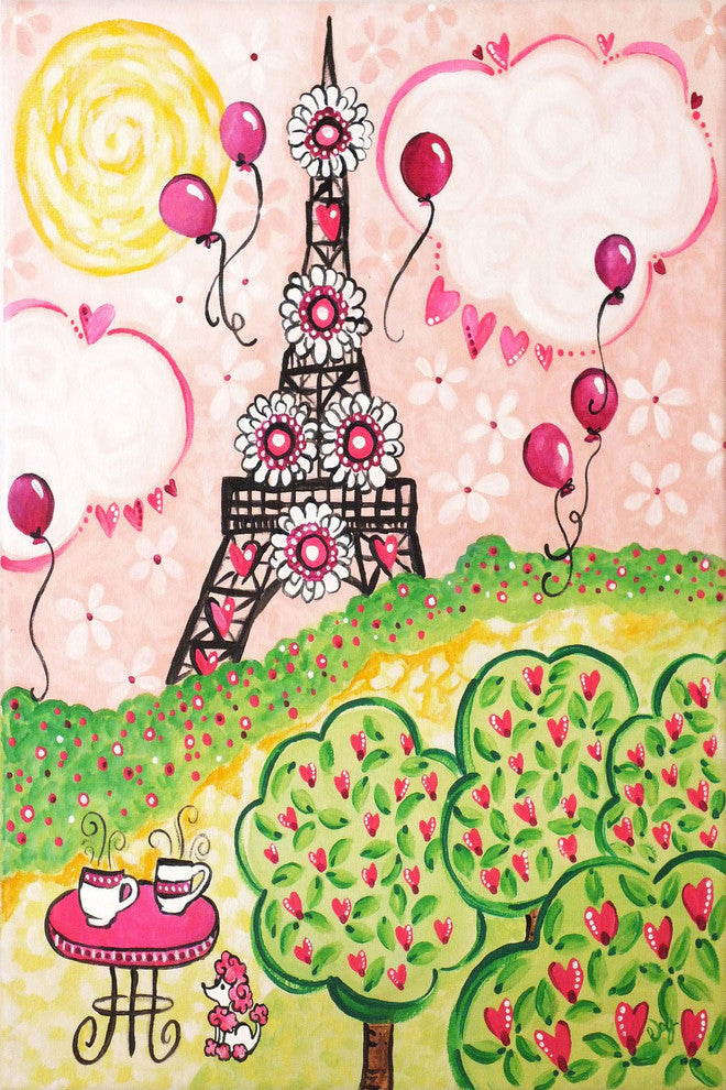 Marmont Hill, "Paris in Pink" by Nicola Joyner Painting on Wrapped Canvas, 30x45