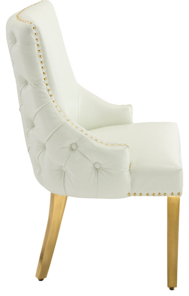 The Tuft Dining Chair, White, Faux Leather, Set of 2