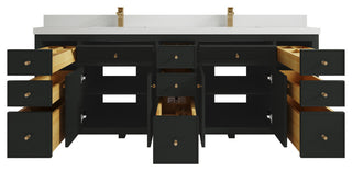 Sonoma 84" Double Sink Reeded Bath Vanity, Black Top 2" White Quartz