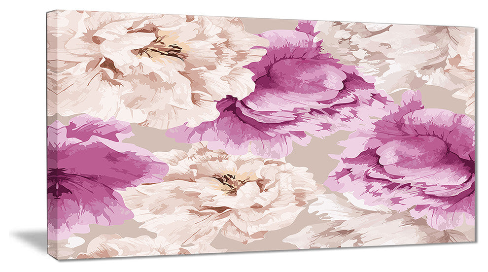 "Peony Floral Pattern" Canvas Print, 32"x16"