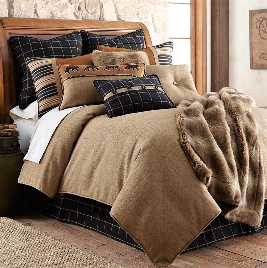 Ashbury Tan Bedding Set, Luxury Cabin Bedding, Queen