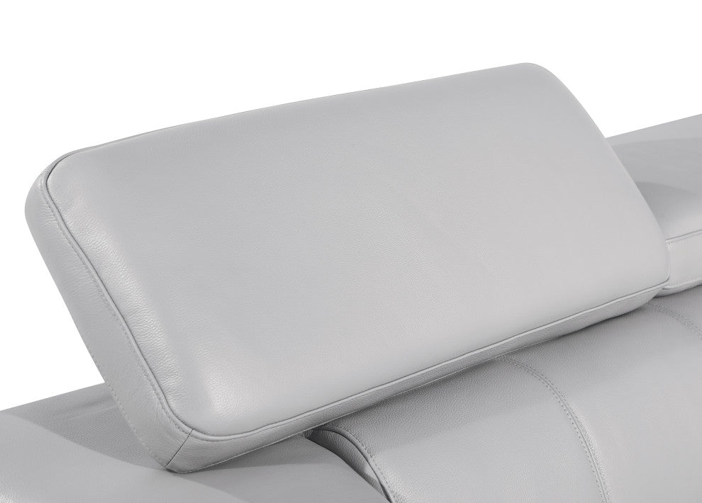 Milan Contemporary Genuine Italian Leather Loveseat Light Gray