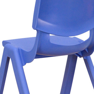 4 Pack Plastic Stackable School Chairs with 10.5" Seat Height, Blue